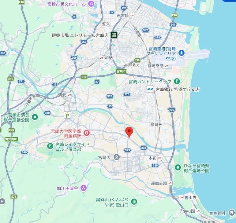 木花のむら総合診療所 開院予定地周辺の地図（宮崎市熊野）